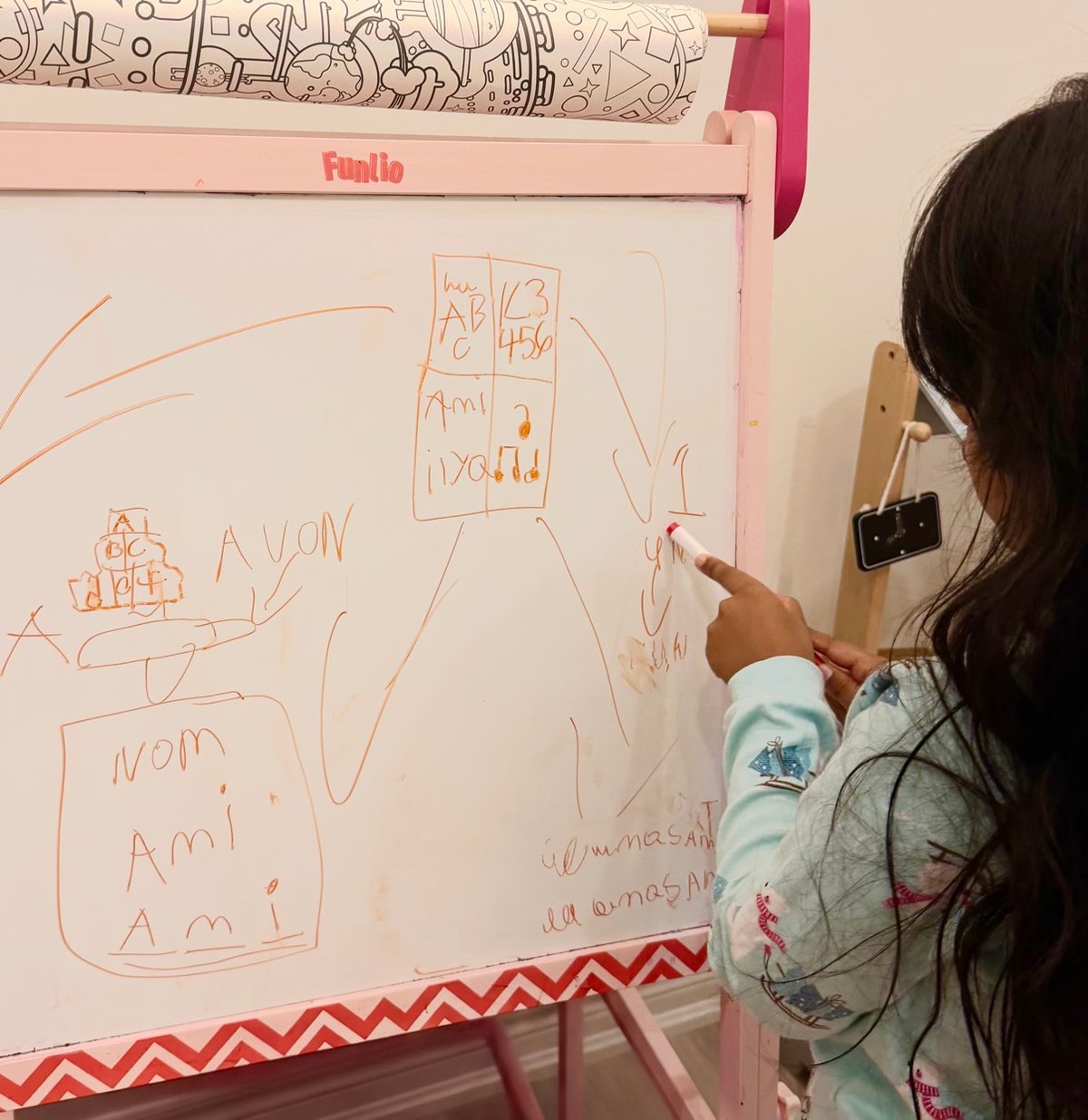 Planning the French learning app at the whiteboard